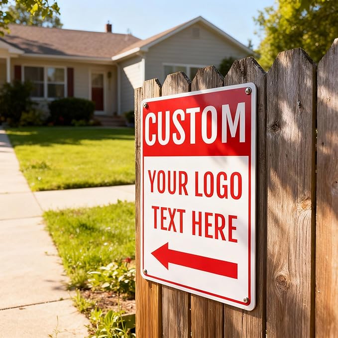 Custom Outdoor Metal Sign for Business Door Shop Wall, 18x14 Inch, Rust-Free Aluminum Weather Resistant, Waterproof, Durable Ink, Easy to Mount