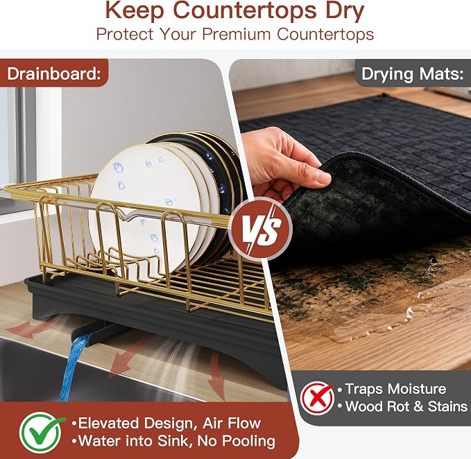 JASIWAY Gold Dish Drying Rack in Sink - Image 4