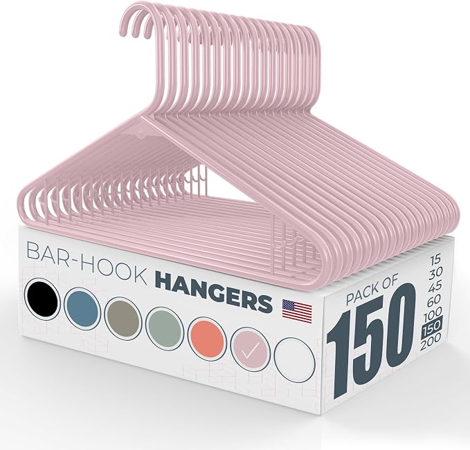 Plastic Hangers 150 Pack – Made in The USA – 6lb Capacity Standard Clothes by NeatiesHangers
