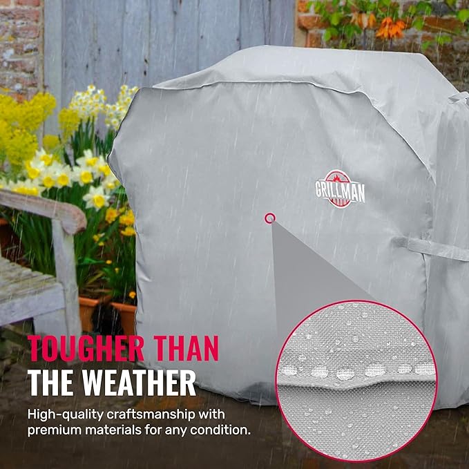 Grillman Premium Grill Cover for Outdoor Grill, BBQ Grill Cover, Rip-Proof, Waterproof, Top Heavy-Duty Large Grill Covers for Outside, Barbecue Cover & Gas Grill Covers (52" L x 26" W x 43" H, Gray)