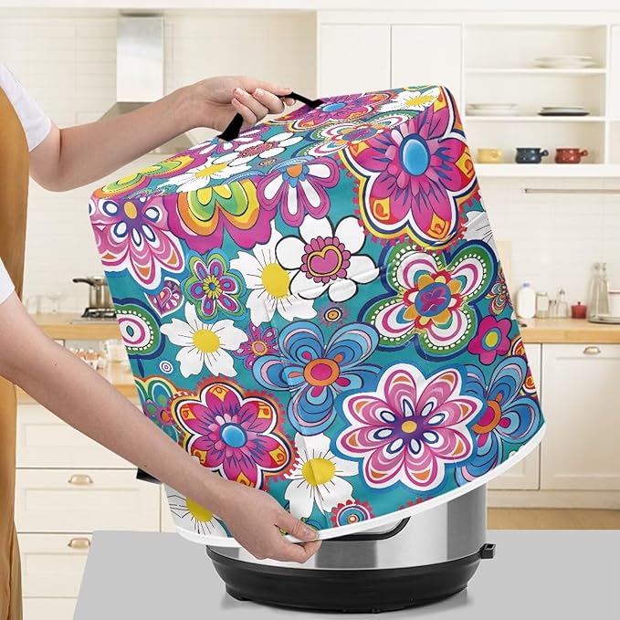 Ethnic Floral Pressure Cooker Cover Instant Pot Accessories Instant Pot Kitchen Appliance Dust Cover with Pockets for Rice Cooker Air Fryer Slow Cooker Dust Covers for Kitchen Size L