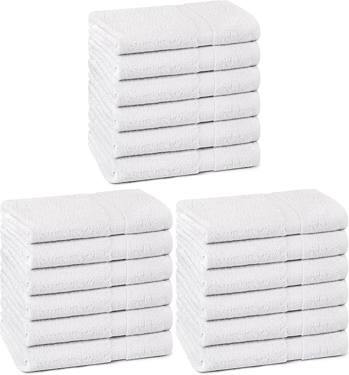 Towel and Linen Mart 100% Cotton White 18 Pack Bath Towel Set, Quick Dry by T+%26+L+Towel+and+Linen+Mart