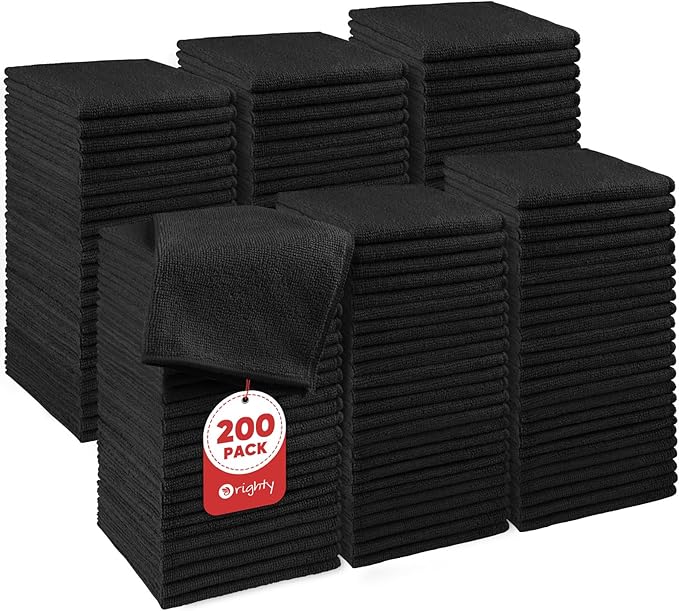 Orighty Washcloths Bulk, 200 Pack Microfiber Face Towels, 12x12 Inch Black by AllRightinOrighty