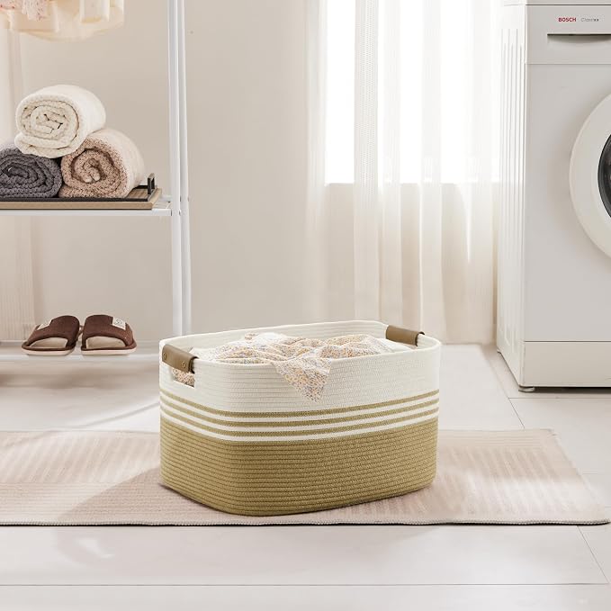 45L Small Woven Laundry Basket Hamper - Image 3