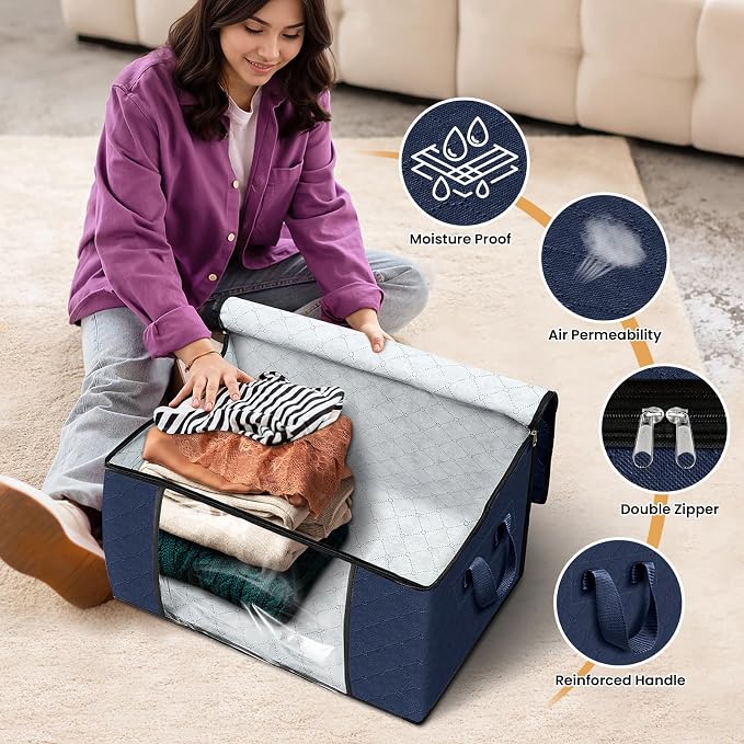 6 Pack Storage Bags for Clothes Blanket Storage Bins - Image 4