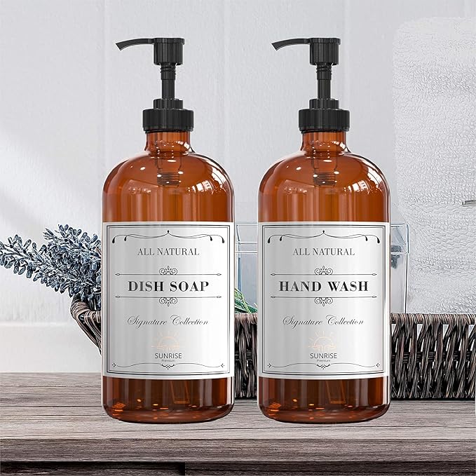 Sunrise Premium Amber Glass Soap Dispenser - Image 7