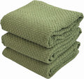 Dark Sage Green Kitchen Hand Dish Towels, 100% Cotton by SerafinaHome