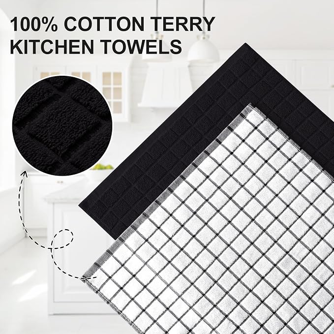 Homaxy Large Premium Cotton Kitchen Towels 16"x 28", 4 Pack - Image 2
