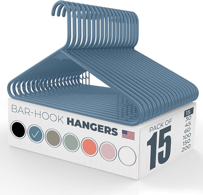 Plastic Hangers 15 Pack – Made in the USA – 6lb Capacity Standard Clothes by NeatiesHangers