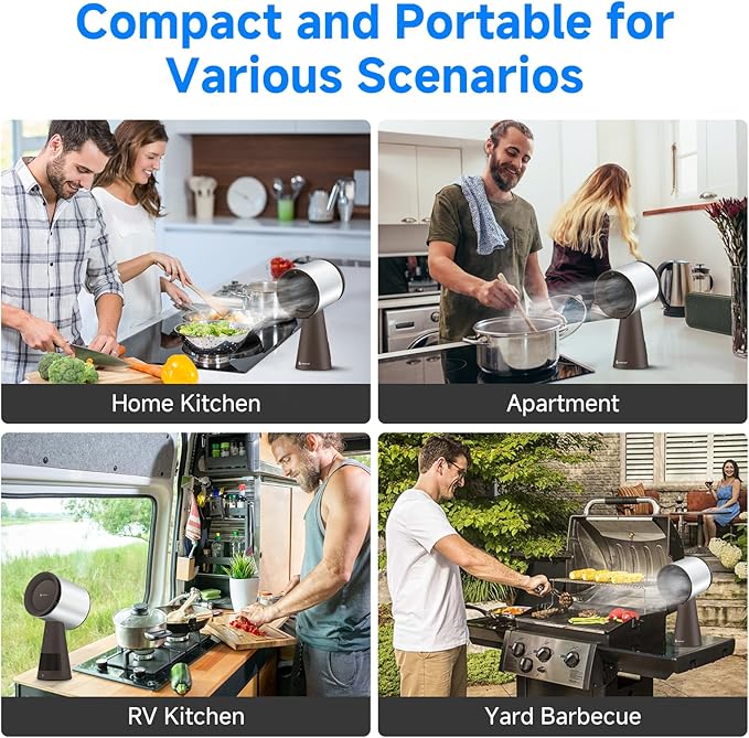 AMZCHEF Portable Range Hood, Desktop Range Hood with 3 Speed Exhaust Fan,Low Noise Large Oil Collection Cup,Detachable Aluminum Filter, Portable Kitchen Exhaust Fan for Indoor BBQ, Hot Pot