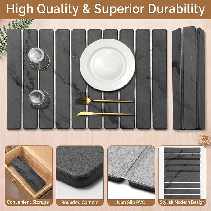 Large Stone Dish Drying Mat for Kitchen Counter, Quick Dry Stone Dishes/Bath - Image 6