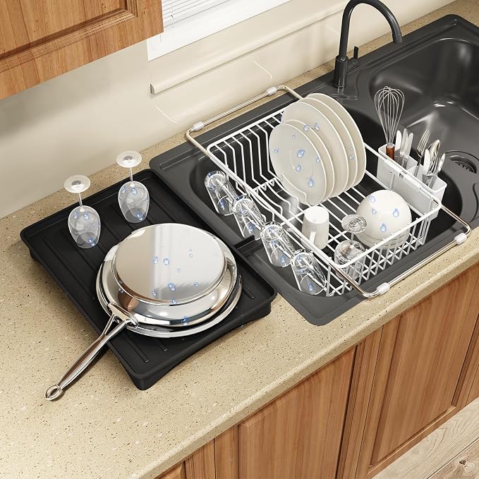 White Dish Drying Rack Over Sink by MAJALiS
