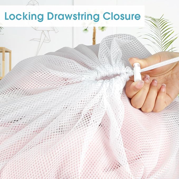 3 Pack Mesh Laundry Bags 23x34 Inch Drawstring Locking - Image 4