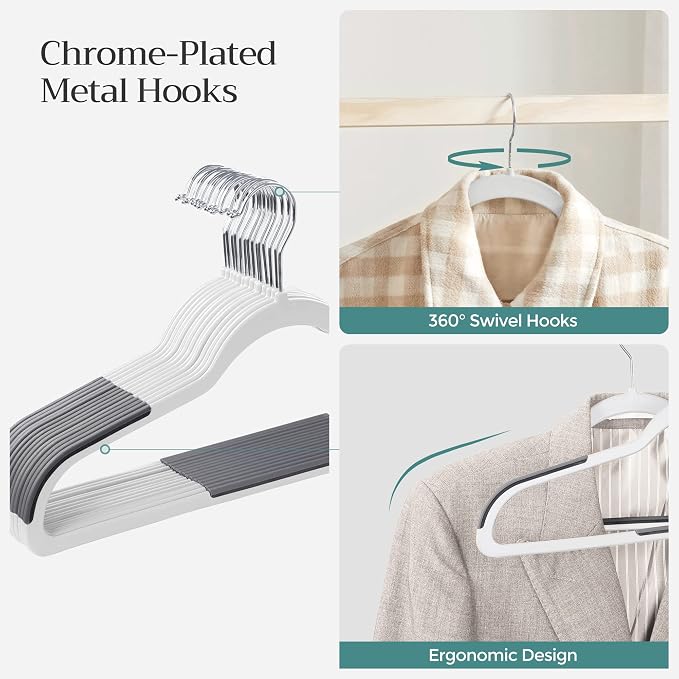 SONGMICS Plastic Clothes Hangers, Space-Saving | 0.2 Inches Thick, 17.7 Inches - Image 5