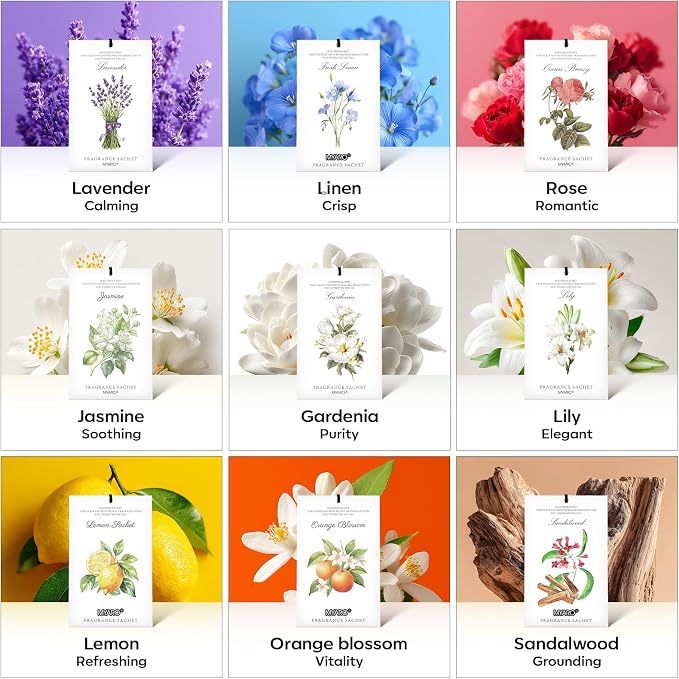 MYARO 12 Pack Gardenias Scented Sachets, Closet Deodorizer Car Freshener - Image 5