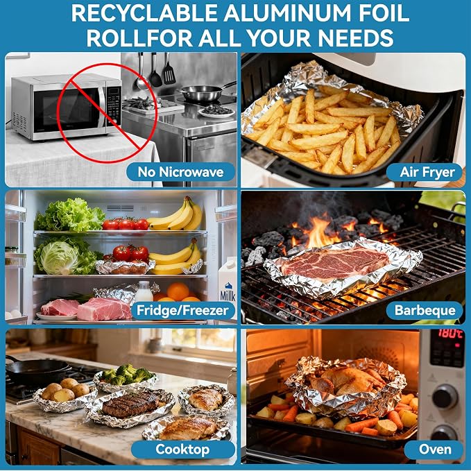 Aluminum Foil Roll, 12in x 500Sq Ft Aluminum Foil, Thick Strong Tin Foil - Image 6