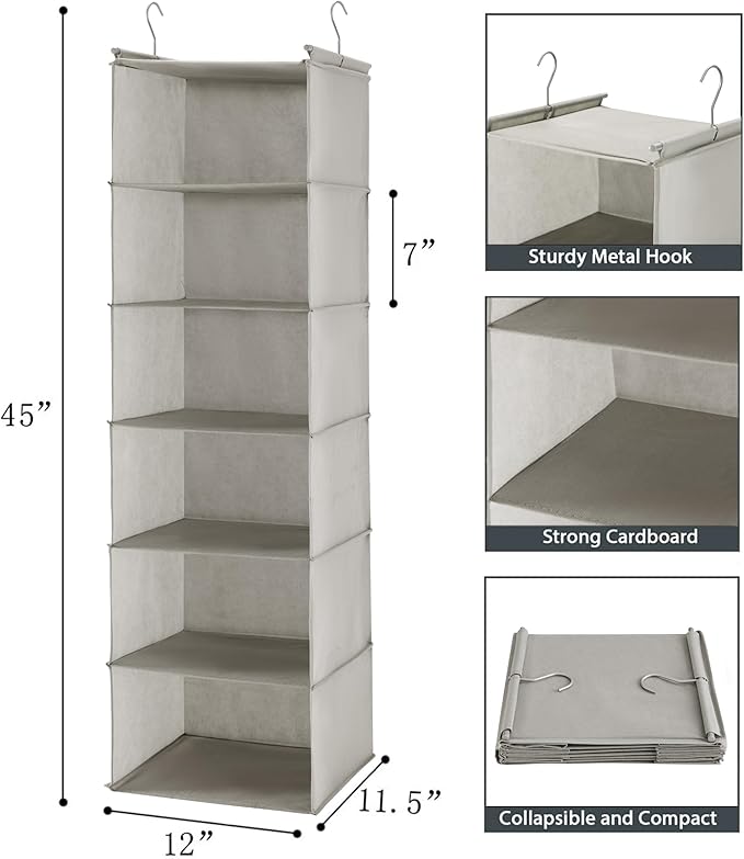 MAX Houser 6 Tier Shelf Hanging Closet Organizer - Image 3
