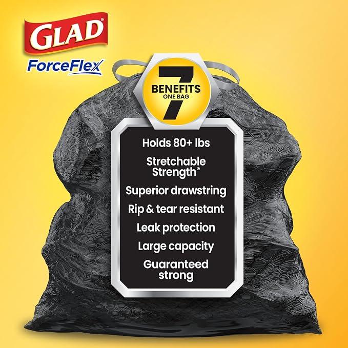 Glad Large 30 Gallon Trash Bags, Pine-Sol Heavy Duty Garbage Bags, Forceflex - Image 2