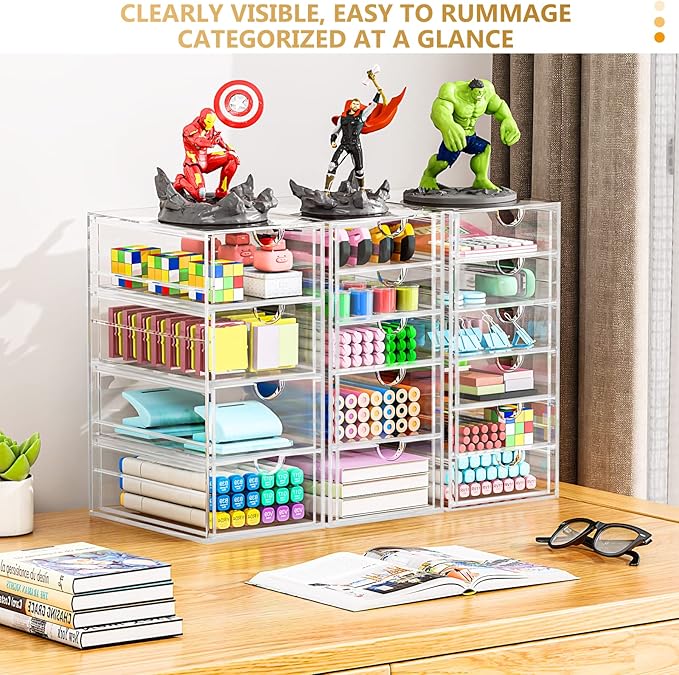 YFXCVSL 3-Pack Acrylic 15-Drawer Storage & Makeup Organizer - Image 7