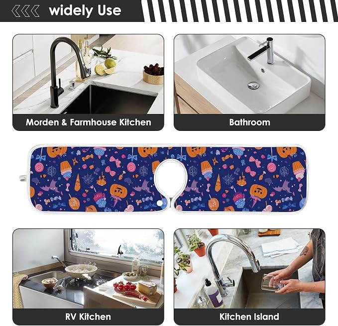 Candy Halloween Pumpkin Bat Sink Mat - Image 7