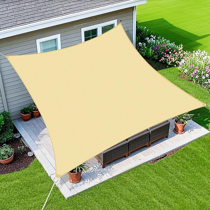 Amagenix Sun Shade Sail 20'X30' Curved Edge Outdoor Shade Canopy Beige Breathable 95% UV Block Shade Cloth for Patio Garden Backyard (We Make Custom Size)