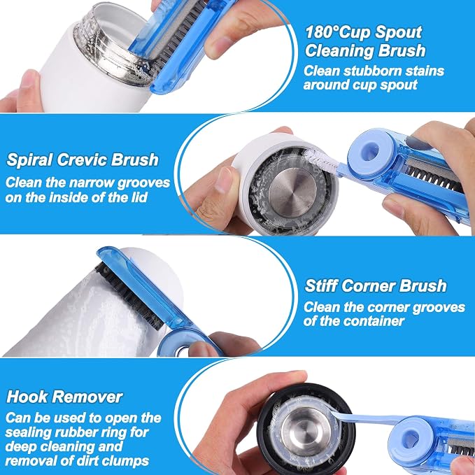 4 in 1 Multifunctional Cleaning Brush, Water Bottle Cleaner Brush |, Bottle Gap - Image 5