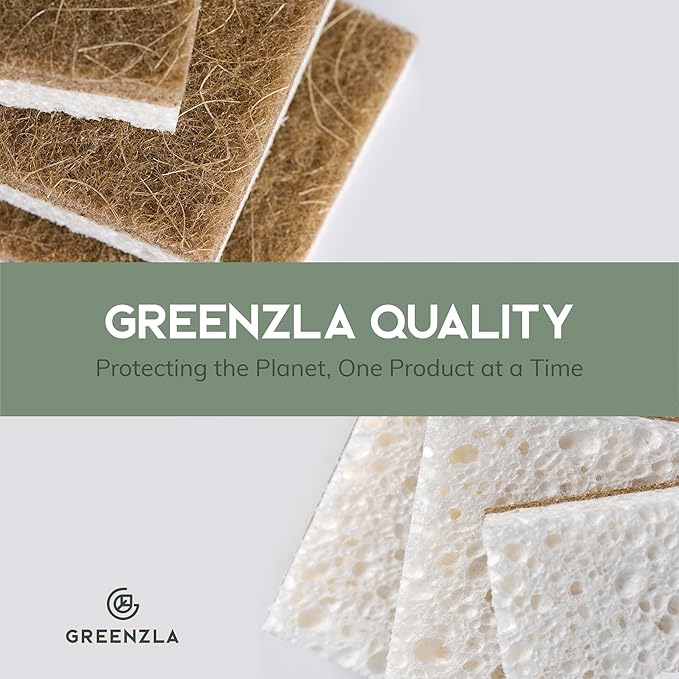 GREENZLA 6 Pack Kitchen Sponges | Non-Scratch Hemp & Sisal | Dual-sided: - Image 7