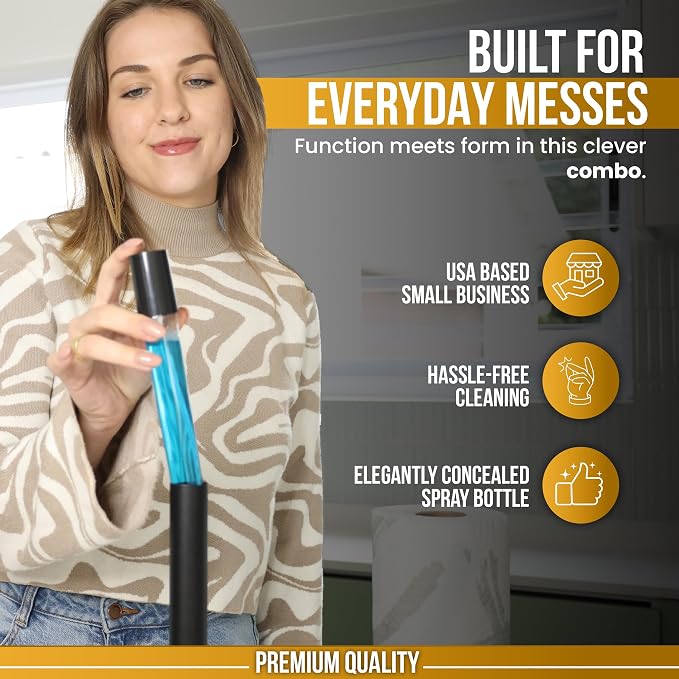 2-in-1 Paper Towel Holder with Spray Bottle, Matte Black Metal, Countertop - Image 7