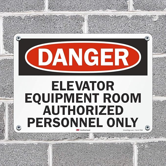 "Danger - Elevator Equipment Room, Authorized Personnel Only" Sign By SmartSign | 10" x 14" 3M Reflective Aluminum