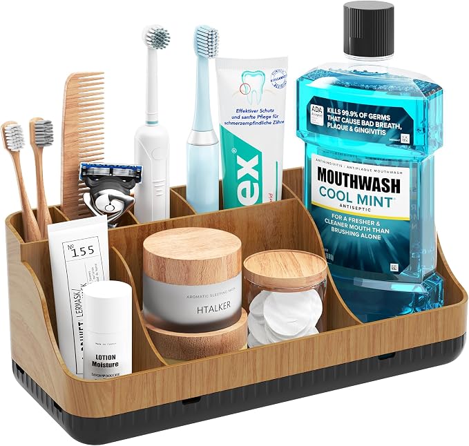 Bathroom Counter Organizer and Storage, 7 Slots Detachable Toothbrush Holders by Homtalker