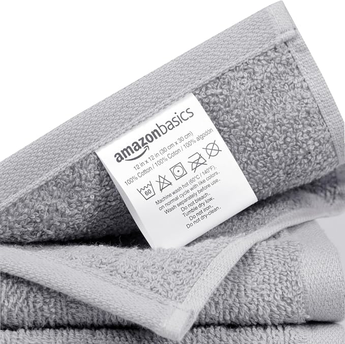 Amazon Basics Highly Absorbent Fast Drying 100% Cotton Washcloths - Image 3