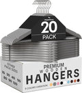Utopia Home Wooden Hangers 20 Pack – Slim Suit Hangers Grey | 360° rotatable by UTOPIAHOME