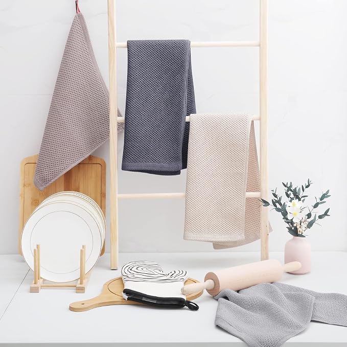Homaxy 100% Cotton Waffle Weave Kitchen Dish Towels 24-Pack, Dark Grey | 13 x - Image 6