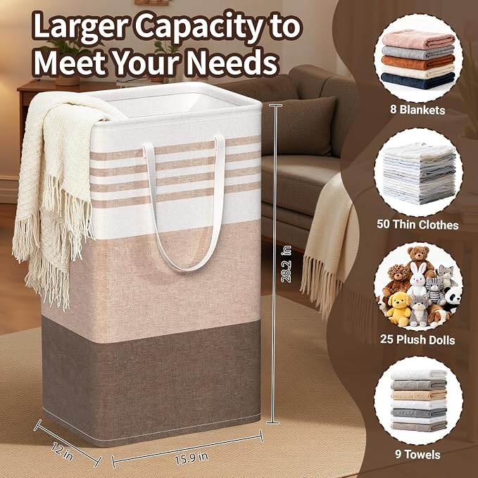 WOWBOX 2 Pack Laundry Baskets, Collapsible Dirty Clothes Laundry Hampers - Image 2