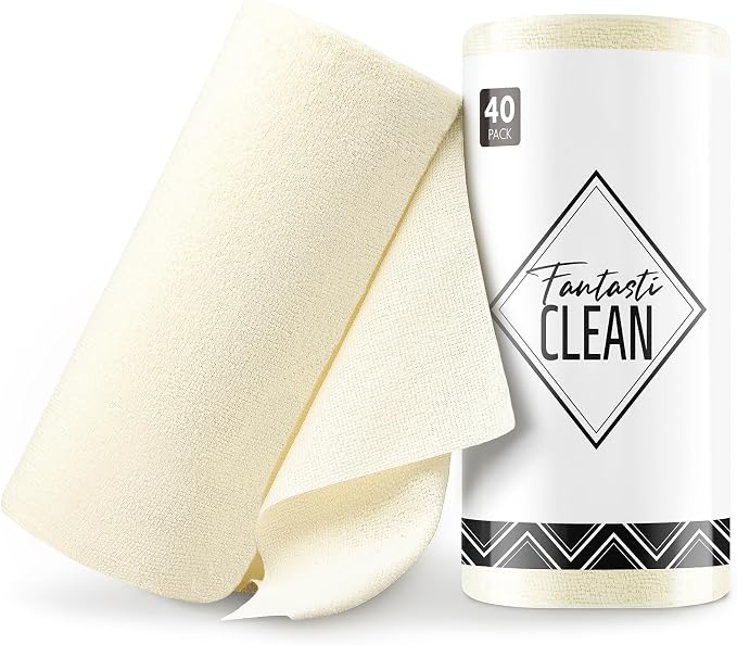 Fantasticlean Microfiber Cleaning Cloth Roll- 40 Sheets, Tear-away Microfiber by Fantasticlean