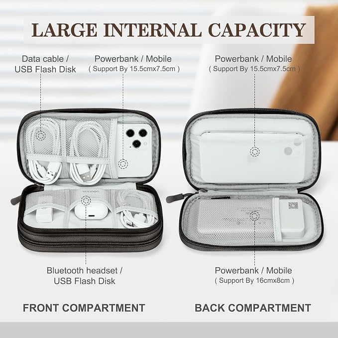 FYY Electronic Organizer, Travel Tech Pouch Bag, Cable Organizer Coffee | Wrist - Image 3