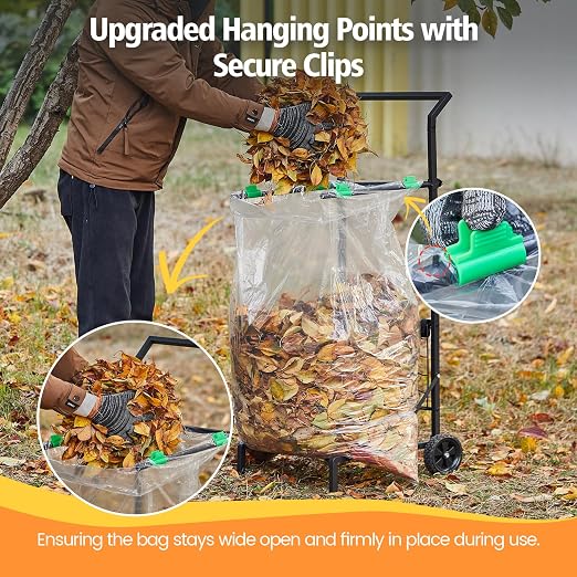 Foldable Leaf Bag Holder, 30-45 Gallon Mobile Trash Bag Stand | Removable Arms - Image 3