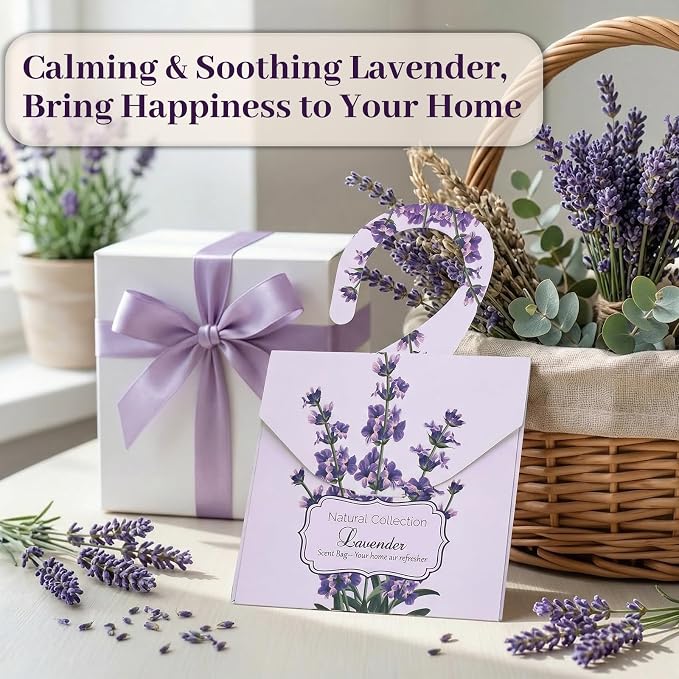 24 Pack Lavender Sachets for Drawers and Closets, Natural Closet Freshener - Image 2