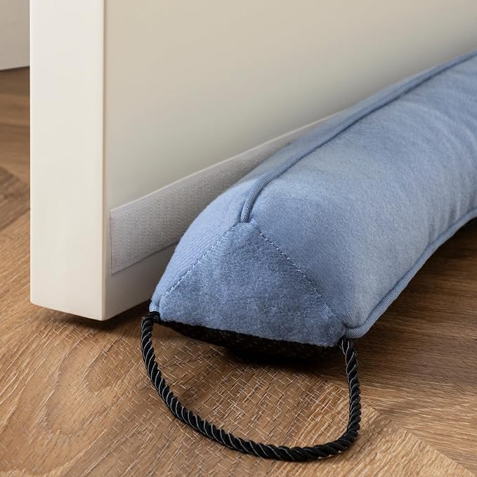 Sunolga Door Draft Stopper, Removable Washable Cover, Dusty Blue | Weighted Gap - Image 7