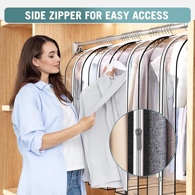 Liuoud Clear Garment Bags for Hanging Clothes 10” Gusseted, 2 Pack, 40” | Suit - Image 3