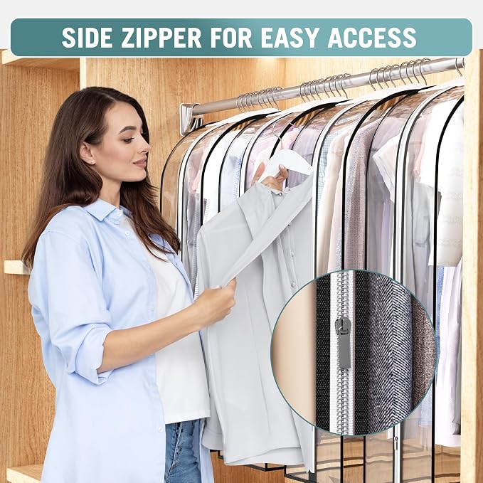 Liuoud Clear Garment Bags for Hanging Clothes 10” Gusseted, 4 Pack, 32” | Suit - Image 3
