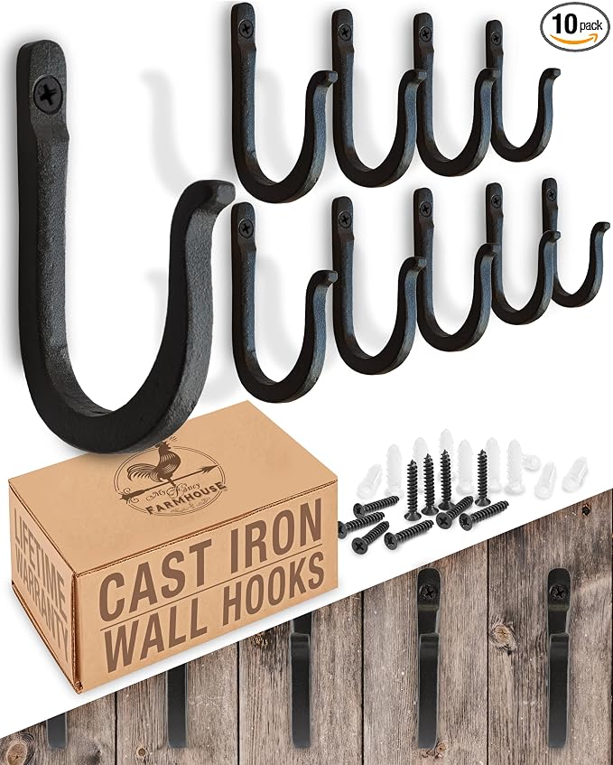 Railroad Spike Cast Iron Hooks Handmade Blacksmith, Wall Mounted Farmhouse by MyFancyFarmhouse
