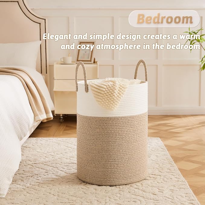 Artfeel Laundry Basket, Woven Cotton Rope Laundry Hamper, 100L - Image 4