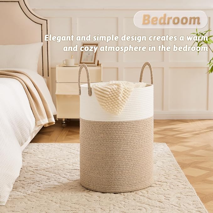 Artfeel Laundry Basket, Woven Cotton Rope Laundry Hamper, 40L - Image 4