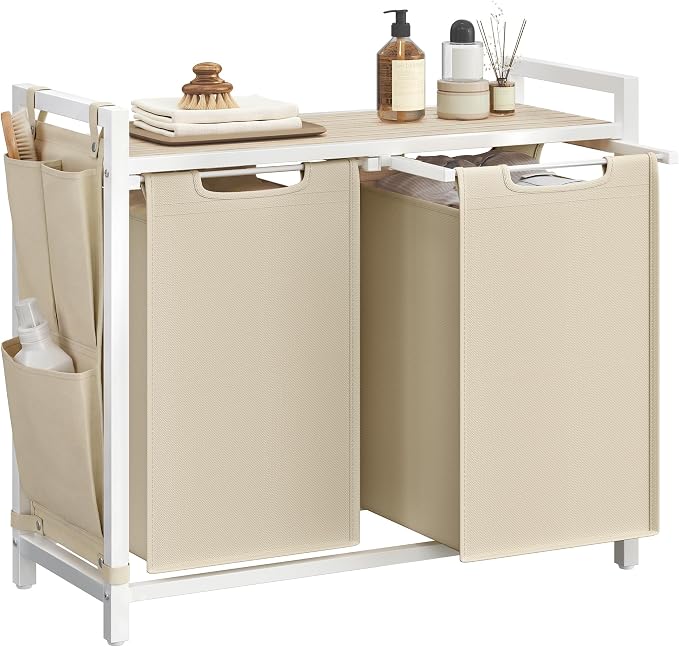 VASAGLE Laundry Hamper with Shelf, 2 Pull-Out Bags, 2 x 12.1 Gallons by Unknown
