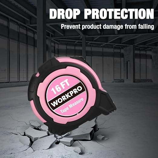 WORKPRO 16FT Pink Tape Measure, 1/8 Fractions Easy Read Measuring Tape - Image 4