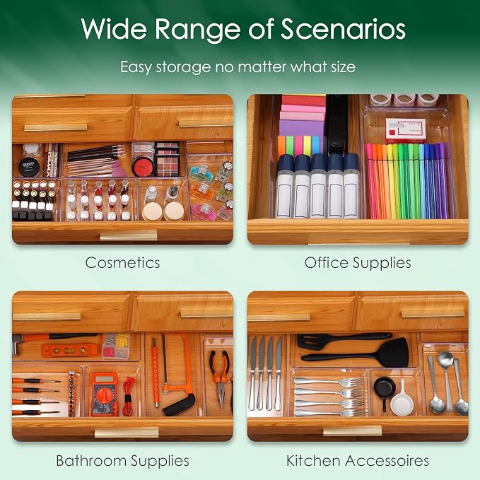 Drawer Organizer Set, Acrylic Non Slip Non Cracking Kitchen Drawer Storage Tray - Image 5