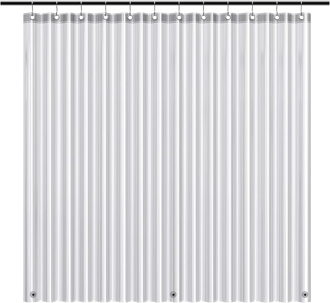 EHZNZIE Clear Black Shower Curtain Liner 72x72, PEVA Waterproof Bath Curtain by EHZNZIE