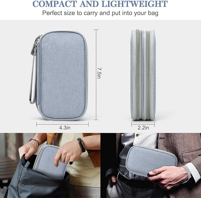 FYY Electronic Organizer, Travel Tech Pouch Bag, Cable Organizer Light Grey | - Image 2