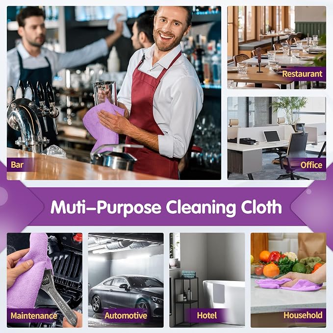 FIXSMITH Purple Microfiber Cleaning Cloth -Pack of 12, Highly Absorbent - Image 7